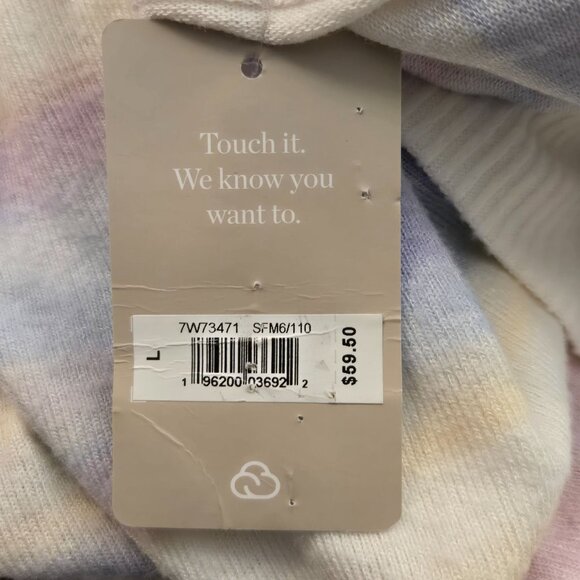 Lucky Brand Cloud Soft Jersey Shirt V-Neck White Rainbow Striped Size L NWT - Picture 8 of 9